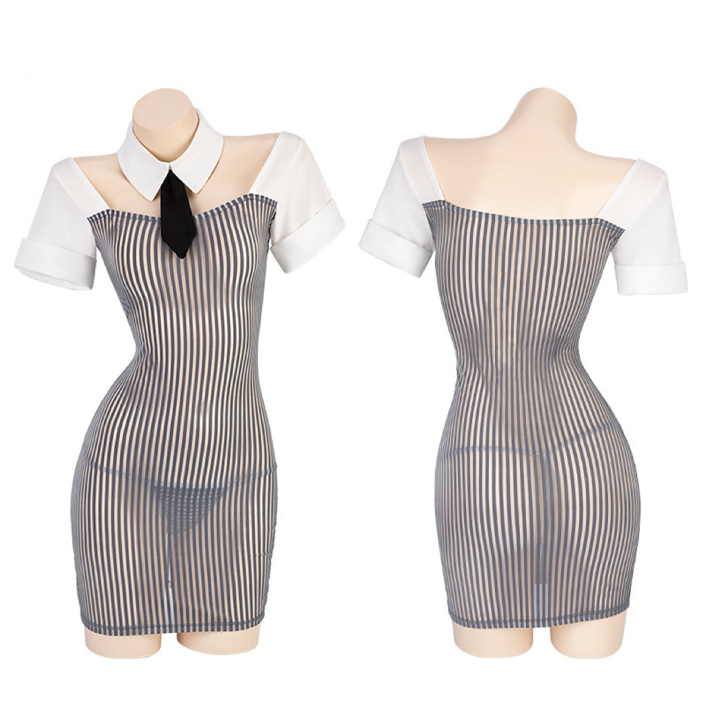 Sexy Grey Striped Secretary