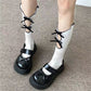 White Lace Flower Knee Stockings