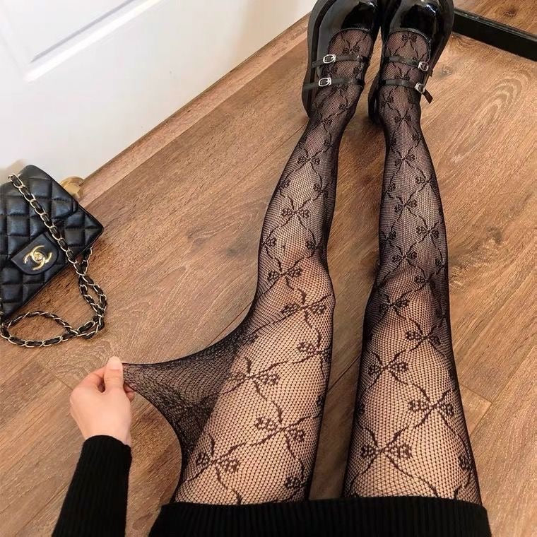 Patterned Top Pantyhose Stockings