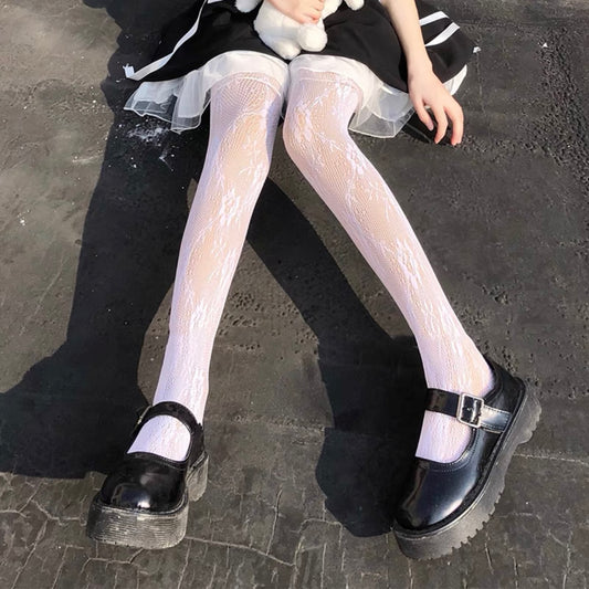 White Flower Pantyhose Stockings